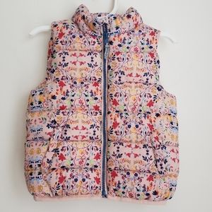 Zara pink floral print puffer vest